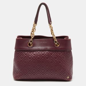Tory Burch Burgundy Quilted Leather Fleming Satchel, Satchels - Luxury Closet catalog