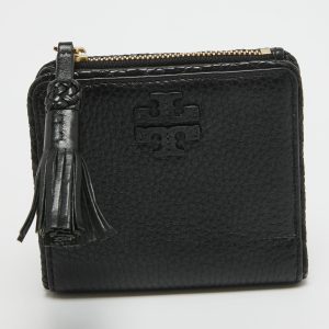Tory Burch Black Leather Taylor Bifold Compact Wallet, Wallets & Money Clips - Luxury Closet catalog