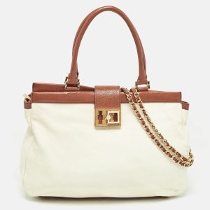 Tory Burch Cream/Brown Leather Tote, Tote Handbags - Luxury Closet catalog