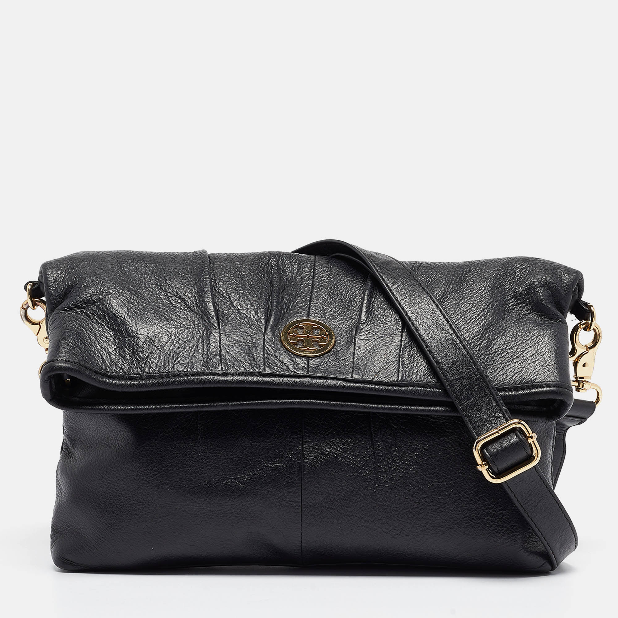 Tory Burch Black Leather Fold Over Shoulder Bag, Shoulder Bags - Luxury Closet catalog
