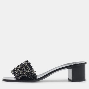Tory Burch Black Satin Logan Embellished Slide Sandals Size 40.5, Sandals - Luxury Closet catalog