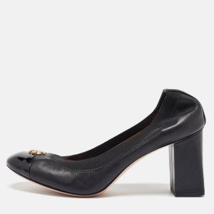 Tory Burch Black Leather Jolie Block Heel Pumps Size 38.5, Pumps - Luxury Closet catalog