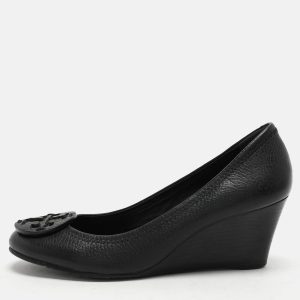 Tory Burch Black Leather Sally Wedge Pumps Size 36.5, Pumps - Luxury Closet catalog