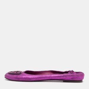 Tory Burch Pink Metallic Leather Reva Scrunch Ballet Flats Size 41, Flats - Luxury Closet catalog
