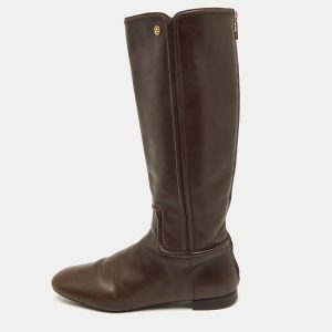Tory Burch Dark Brown Leather Riding Knee Length Boots Size 41, Boots - Luxury Closet catalog