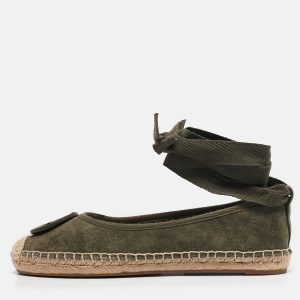 Tory Burch Green Suede Minnie Travel Ballet Flats Size 36.5, Flats - Luxury Closet catalog