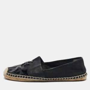 Tory Burch Black Canvas and Leather Ines Espadrille Flats Size 39, Flats - Luxury Closet catalog