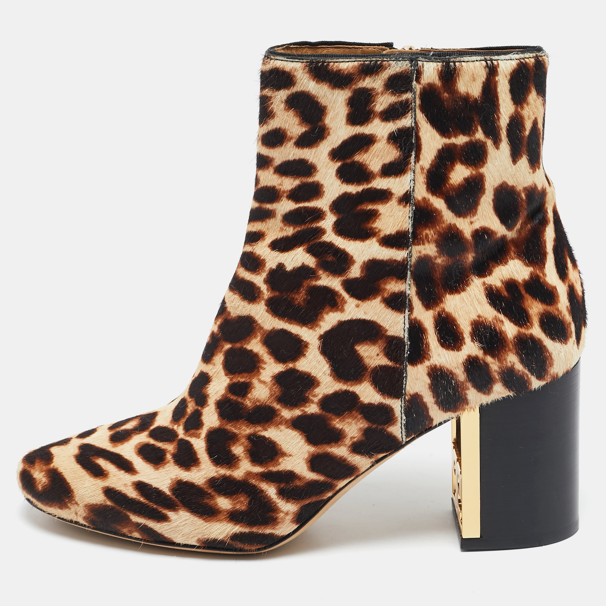Tory Burch Brown Calf Hair Leopard Print Gigi Ankle Length Boots Size 36.5, Boots - Luxury Closet catalog