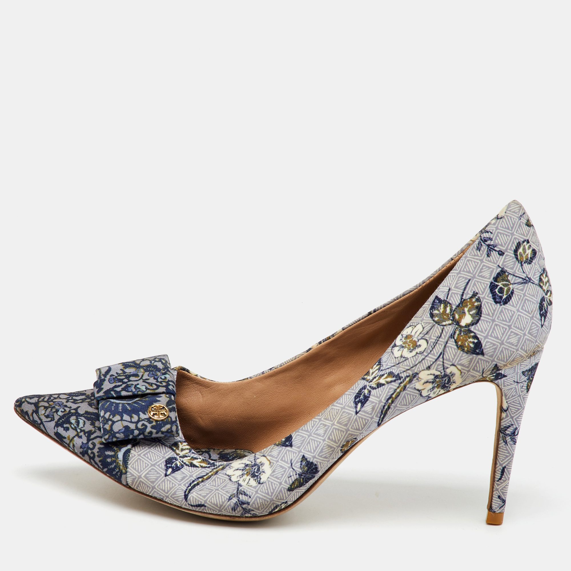 Tory Burch Multicolor Printed Fabric Bow Pointed Toe Pumps Size 41, Pumps - Luxury Closet catalog