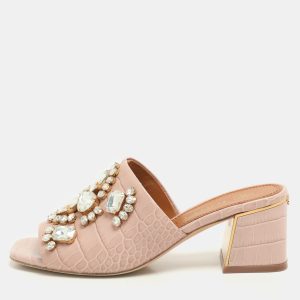 Tory Burch Pink Crocodile Embossed Leather Martine Slide Sandals Size 35, Sandals - Luxury Closet catalog
