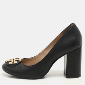 Tory Burch Black Leather Janey Block Heel Pumps Size 35, Pumps - Luxury Closet catalog
