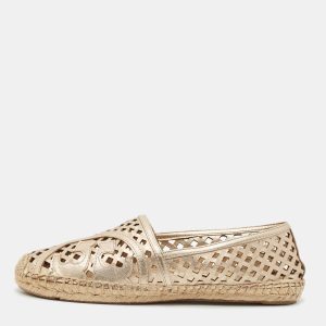 Tory Burch Gold Leather Laser Cut Espadrille Flats Size 40, Flats - Luxury Closet catalog