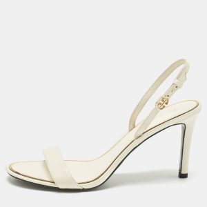 Tory Burch Cream Leather Ankle Strap Sandals Size 38.5, Sandals - Luxury Closet catalog