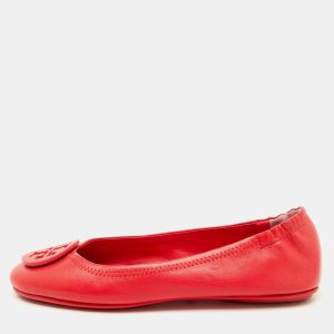 Tory Burch Rose Red Leather Reva Logo Ballet Flats Size 37, Flats - Luxury Closet catalog