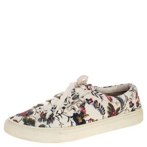 Tory Burch White Floral Print Leather Amalia Low Top Sneakers Size 39.5, Athletic Shoes & Sneakers - Luxury Closet catalog
