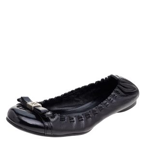 Tory Burch Black Leather Cap Toe Scrunch Ballet Flats Size 36, Flats - Luxury Closet catalog