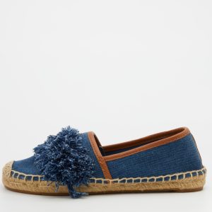Tory Burch Navy Blue Denim Shaw Fringe Espadrille Flats Size 36, Flats - Luxury Closet catalog