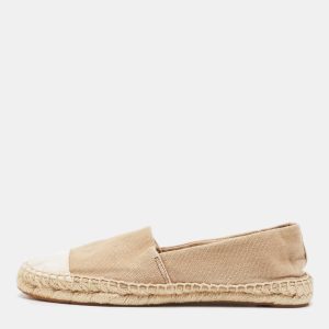 Tory Burch Beige/White Canvas Cap Toe Espadrille Flats Size 37, Flats - Luxury Closet catalog