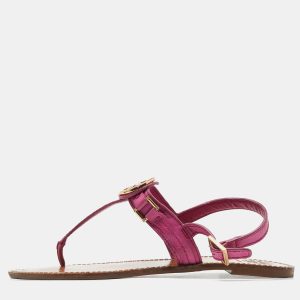 Tory Burch Pink Leather Logo Detail Thong Slingback Flat Sandals Size 41, Sandals - Luxury Closet catalog