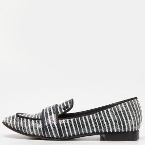 Tory Burch Blue/White Stripe Snakeskin Embossed Leather Smoking Slippers Size 38, Flats - Luxury Closet catalog