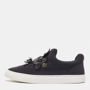 Tory Burch Black  Nylon And Leather Blossom Sneakers Size 39.5, Athletic Shoes & Sneakers - Luxury Closet catalog