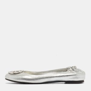 Tory Burch Silver Leather Reva Scrunch Ballet Flats Size 37, Flats - Luxury Closet catalog