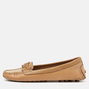 Tory Burch Beige Snakeskin Embossed Leather Driving Loafers Size 36, Loafers & Slip-Ons - Luxury Closet catalog