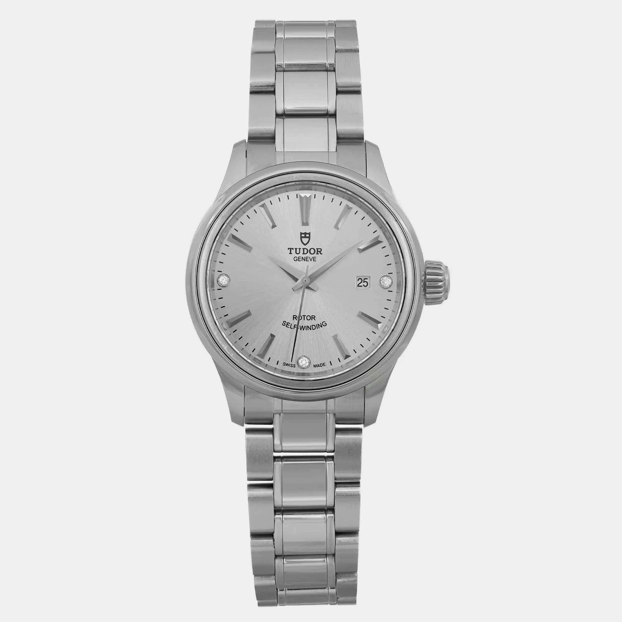 Tudor Silver Diamond Stainless Steel Style 12100-0003 Automatic Women's Wristwatch 28 mm, Watches - Luxury Closet catalog
