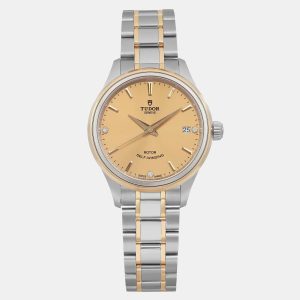 Tudor Champagne Diamond Yellow Gold Stainless Steel Style 12303-0004 Automatic Women's Wristwatch 34 mm, Watches - Luxury Closet catalog