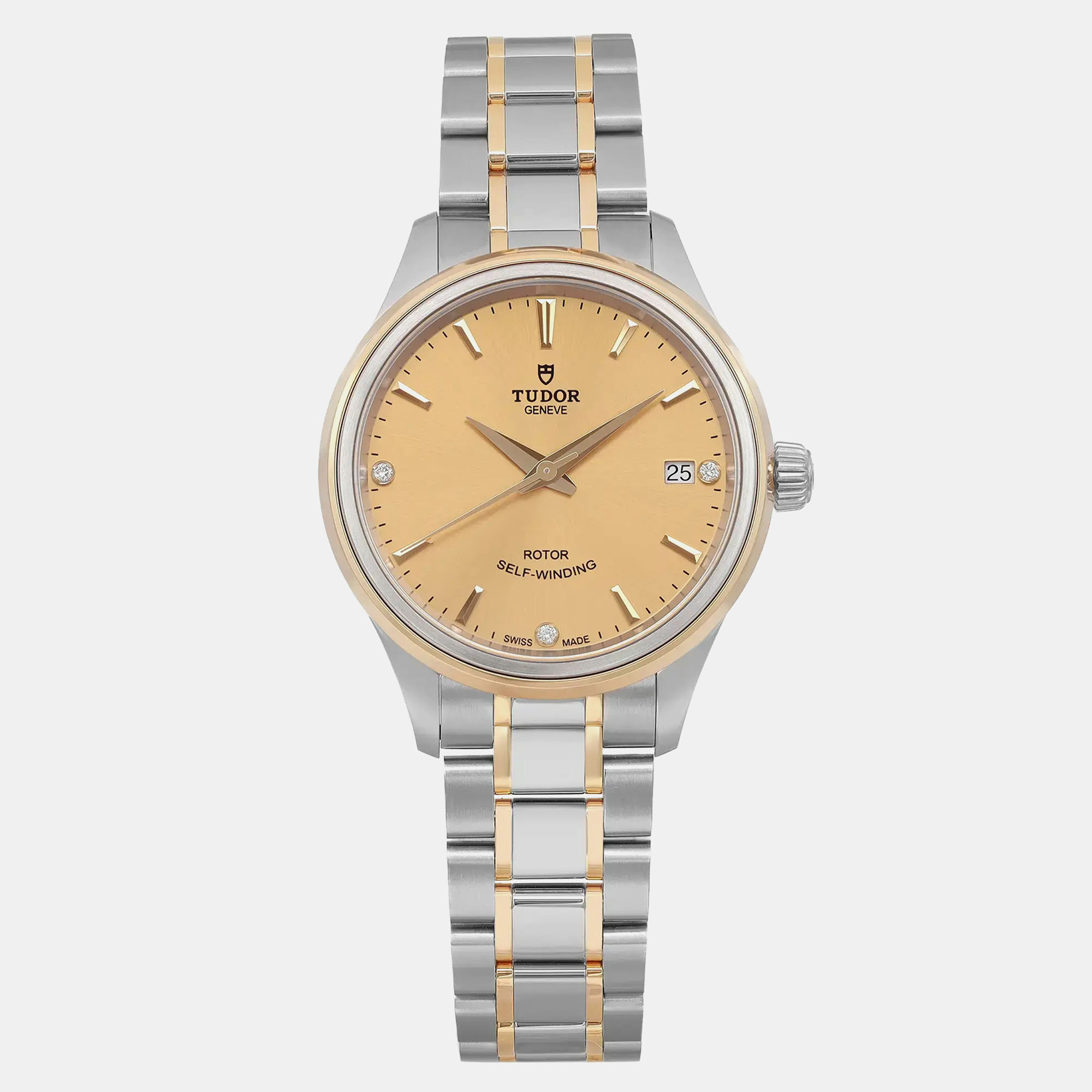 Tudor Champagne Diamond Yellow Gold Stainless Steel Style 12303-0004 Automatic Women's Wristwatch 34 mm, Watches - Luxury Closet catalog