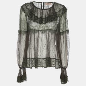 Twinset Green Knitted Lace Long Sleeve Tops M, Shirts & Tops - Luxury Closet catalog