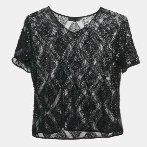 Valentino Miss V Black Sequin Embellished Jersey Top M, Shirts & Tops - Luxury Closet catalog