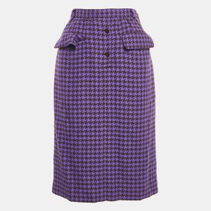 Valentino Miss V Purple/Black Houndstooth Wool Midi Skirt L, Skirts - Luxury Closet catalog