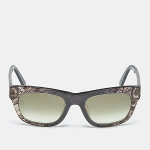 Valentino Black/Grey Gradient V611S Lace Print Square Sunglasses, Sunglasses - Luxury Closet catalog