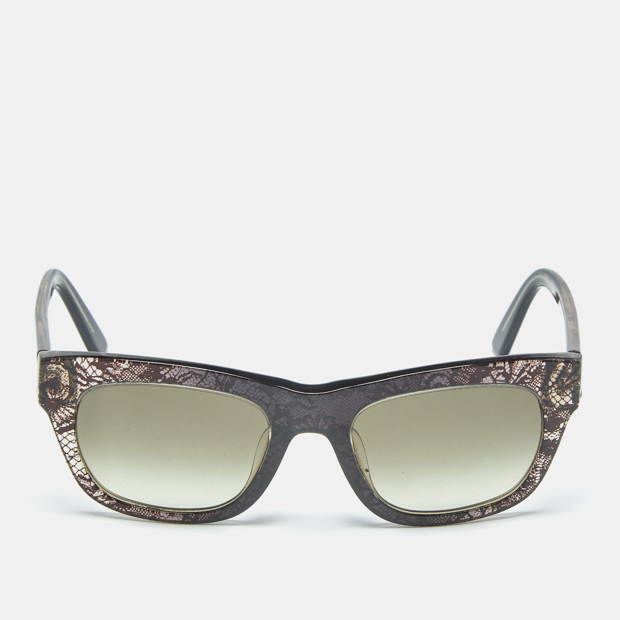 Valentino Black/Grey Gradient V611S Lace Print Square Sunglasses, Sunglasses - Luxury Closet catalog