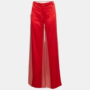 Valentino Red Crepe Wide Leg Pants M, Clothing - Luxury Closet catalog