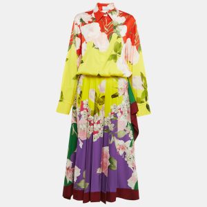 Valentino Multicolor Floral Print Silk Pleated Maxi Dress M, Dresses - Luxury Closet catalog