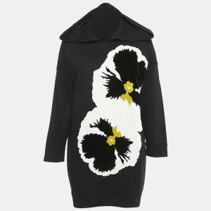 Valentino Black Velvet Pansy Applique Cotton Oversized Hoodie M, Sweaters & Cardigans - Luxury Closet catalog