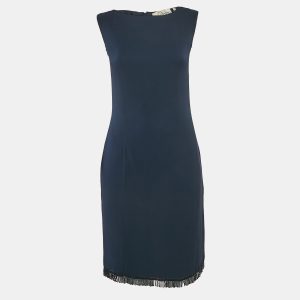 Valentino Navy Blue Crepe Embellished Hem Sleeveless Mini Dress M, Dresses - Luxury Closet catalog