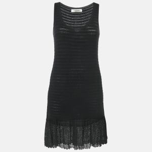 Valentino Black Wool Knit Sleeveless Flounce Mini Dress M, Dresses - Luxury Closet catalog