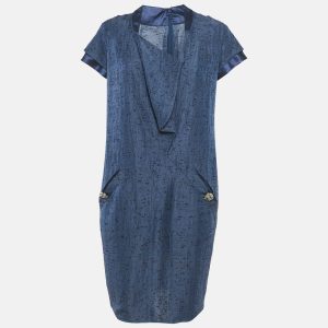 Valentino Blue Textured Silk Button Detail Short Dress M, Dresses - Luxury Closet catalog