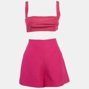 Valentino Pink Silk and Wool Blend Top and Shorts Set S/M, Suits - Luxury Closet catalog