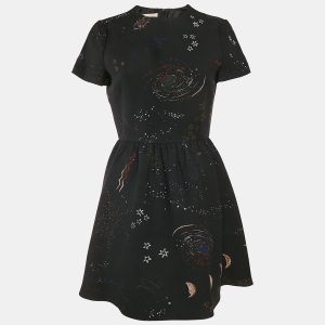Valentino Black Cosmo Print Wool Blend Mini Dress M, Dresses - Luxury Closet catalog