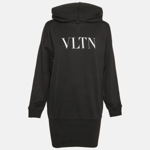 Valentino Black VLTN Print Cotton Hoodie Dress S, Dresses - Luxury Closet catalog