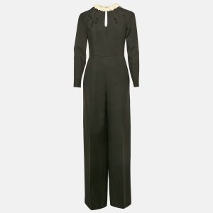 Valentino Black Wool Blend Leather Applique Detail Jumpsuit M, Suits - Luxury Closet catalog