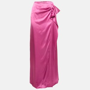 Valentino Pink Silk Draped Long Skirt XL, Skirts - Luxury Closet catalog