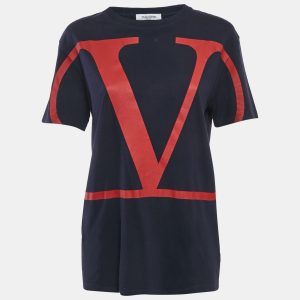 Valentino Navy Blue VLogo Cotton T-Shirt S, Shirts & Tops - Luxury Closet catalog