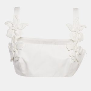 Valentino Altorilievo White Floral Applique Cotton Crop Top M, Shirts & Tops - Luxury Closet catalog