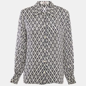 Valentino Vintage Blue V Pattern Silk Blend Shirt L, Shirts & Tops - Luxury Closet catalog