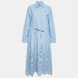 Valentino Blue Broderie Anglaise Cotton Long Sleeve Dress S, Dresses - Luxury Closet catalog